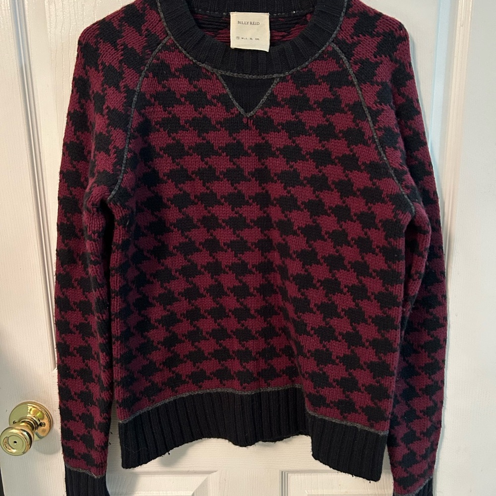 Billy Reid Black and Burgundy Wool/Cashmere blend sweater